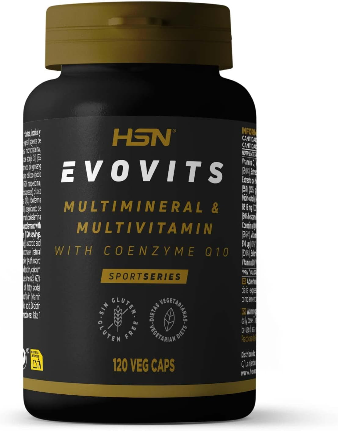 Evovits De HSN | Multivitaminas Y Minerales | Complejo Multivitamínico Para Mujer, Hombre, Vegetarianos Y Deportistas, Sin Gluten, Sin Lactosa, 120 Cápsulas Vegetales