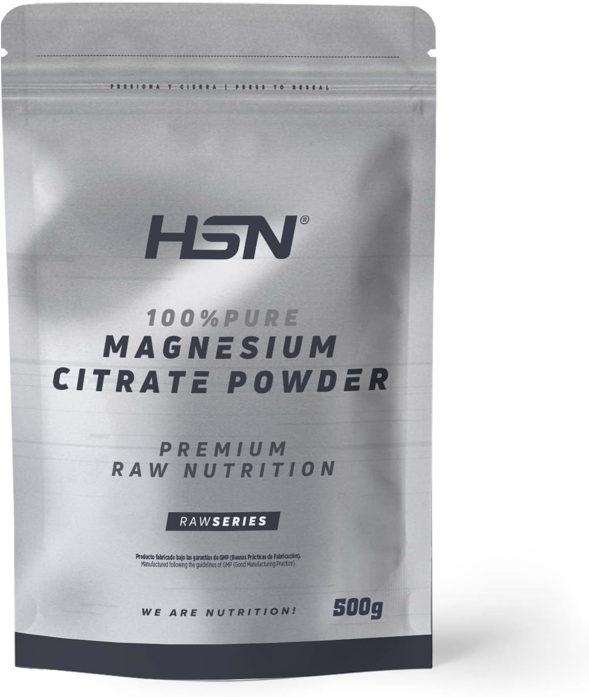 HSN Citrato De Magnesio En Polvo (310Mg Mineral Elemental) | 500G = 250 Tomas Por Envase | 100% Puro Magnesio Sin Añadidos Ni Excipientes | No-Gmo, Vegano, Sin Gluten