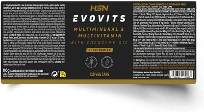 Evovits De HSN | Multivitaminas Y Minerales | Complejo Multivitamínico Para Mujer, Hombre, Vegetarianos Y Deportistas, Sin Gluten, Sin Lactosa, 120 Cápsulas Vegetales